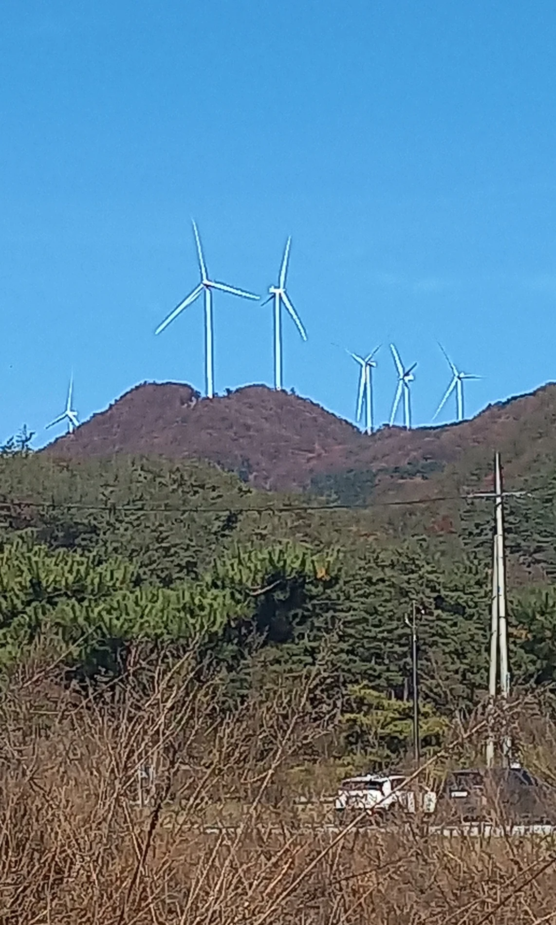 능선의 풍력발전기